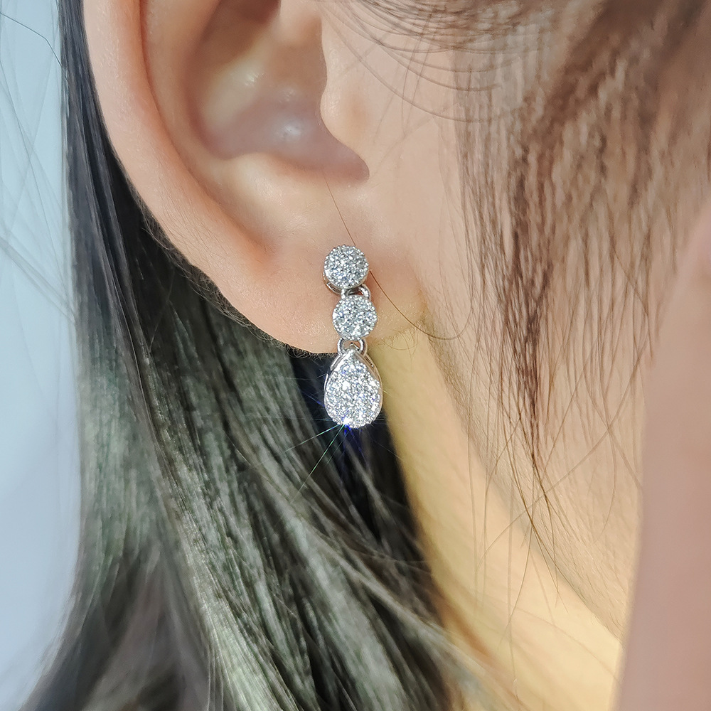 Sparkling Gorgeous Dangle Earrings Luxury Jewelry 925 Sterling Silver Pave Micro 5A Cubic Zircon CZ Diamond Water Drop Women Wedding Earring Gift