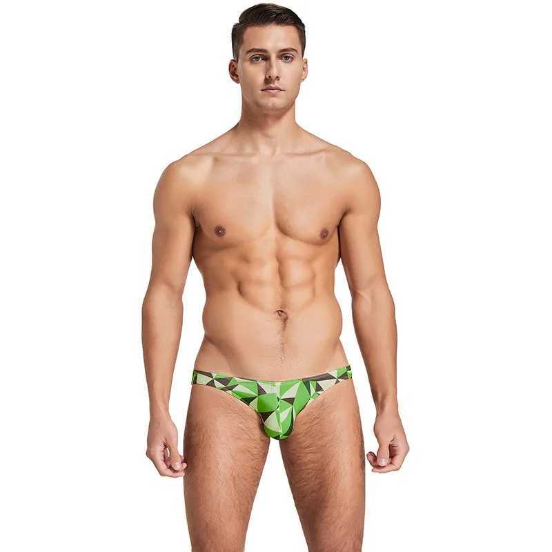 Swimwear Men Briefs Sexy Half Covered Buttocks Swimming Trunks Bathing Swim Beach Shorts Surf Beachwear Trendy Print Men Bikini W250214