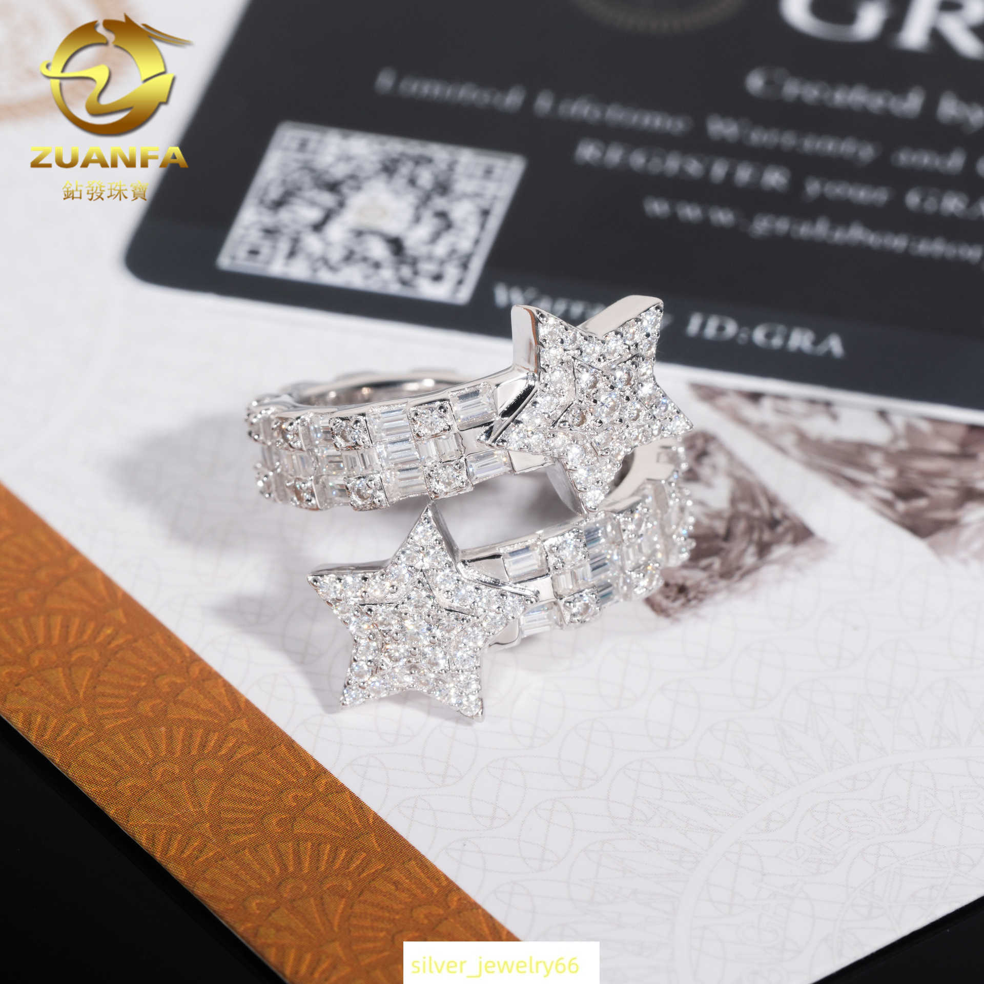 Diamond Hair New Hip Hop Star Male Ring 925 Silver Moissanite Full Set Personalized Trendy Ring