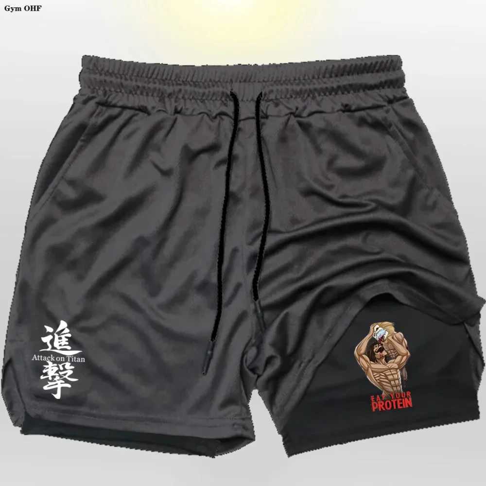 Fitness Quick Drying Shorts Mens Printed 2-in-1 High Performance Double Layer Shorts Gym Workout Jogging Training PantsXJ250213