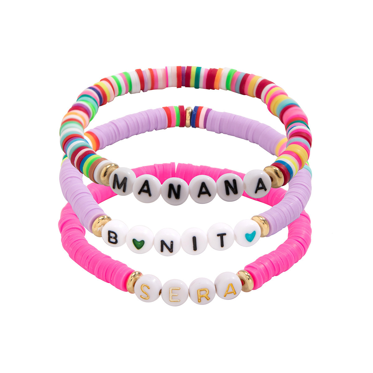 fashion Soft ceramic colored letter set Bohemian star shaped round bead bracelet Bracelet