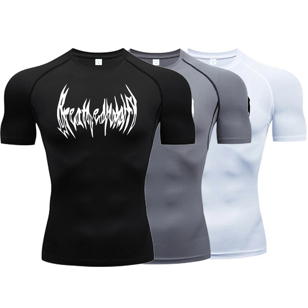 Milk Silk Fitness Tshirt Mens Muscle Gym Compression Sportswear Quickdrying Breathable Sports Bottoming Shirt 250213