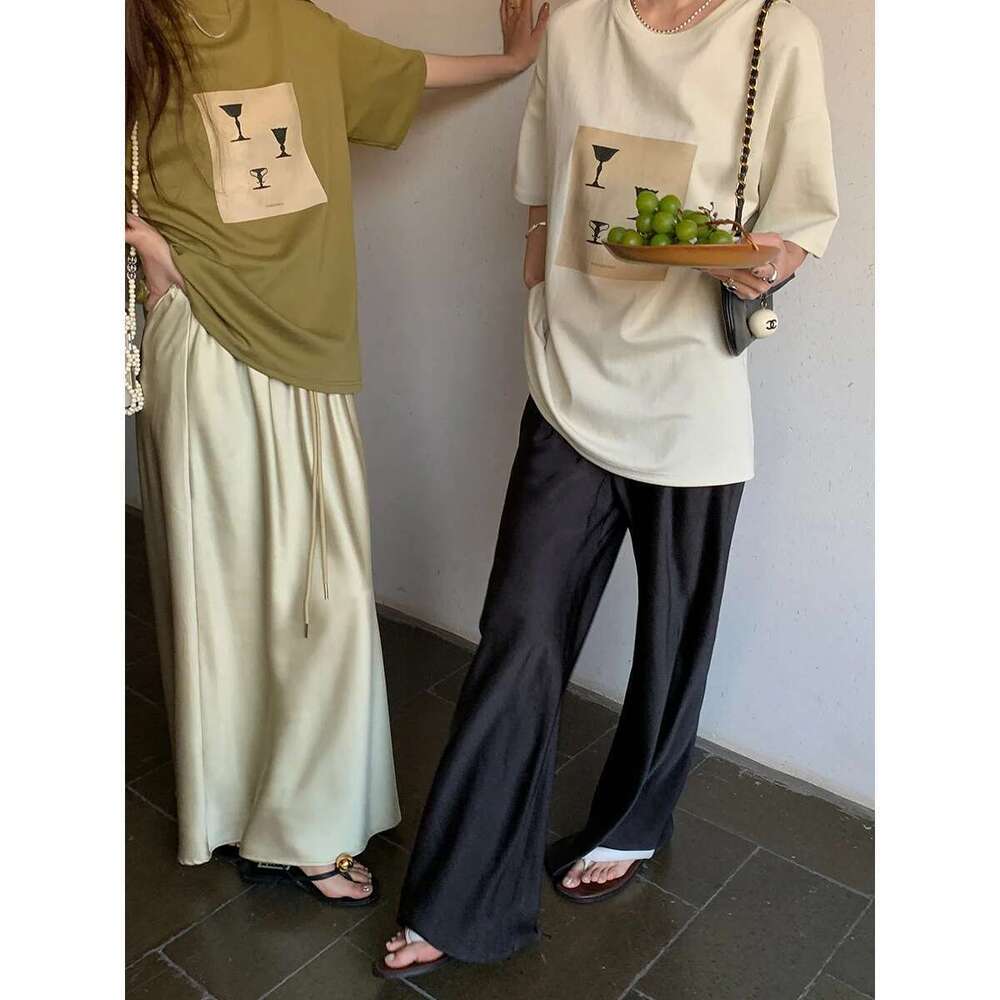 Satin Wide Leg Long Or Casual Pants Women's Summer