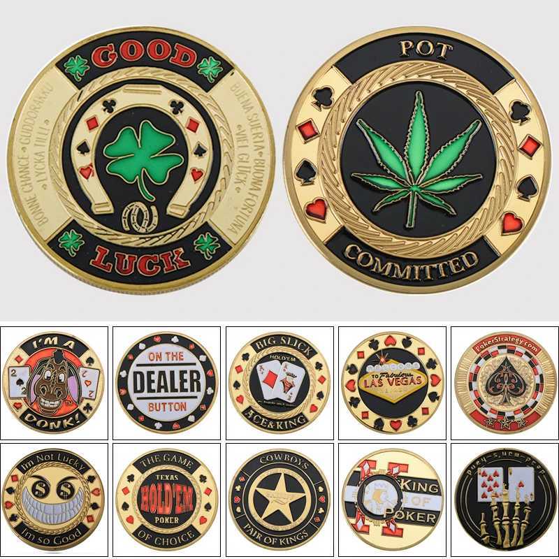 Poker Card Guard Protector Poker Cards Metal Souvenir Chips Set Casino Dealer Coin Poker Game Holdem Accessories Lucky ItemXJ250214