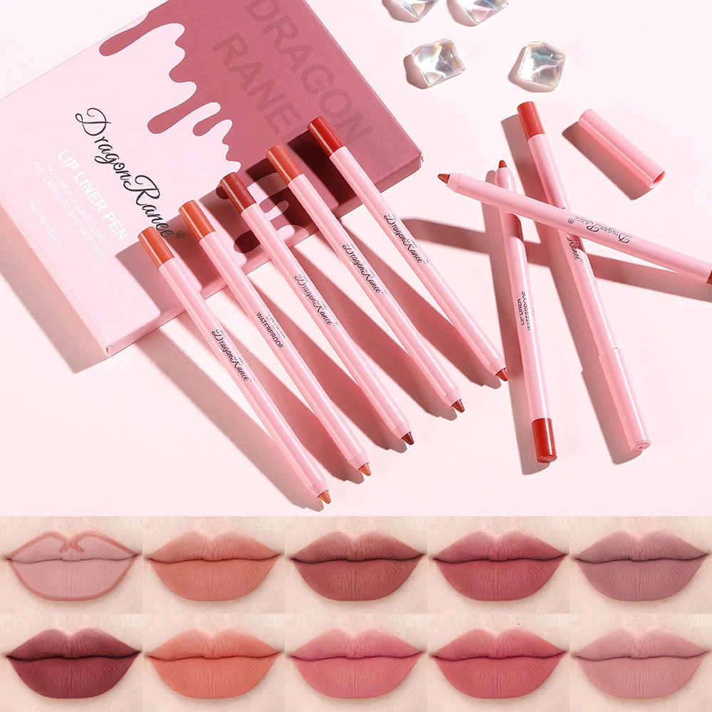 12Pcs/box Lipstick Lip Liner Pen Set LongLasting Matte Lipliner Pencil Lip Tint Lip Plumping Waterproof Lips Makeup 250214