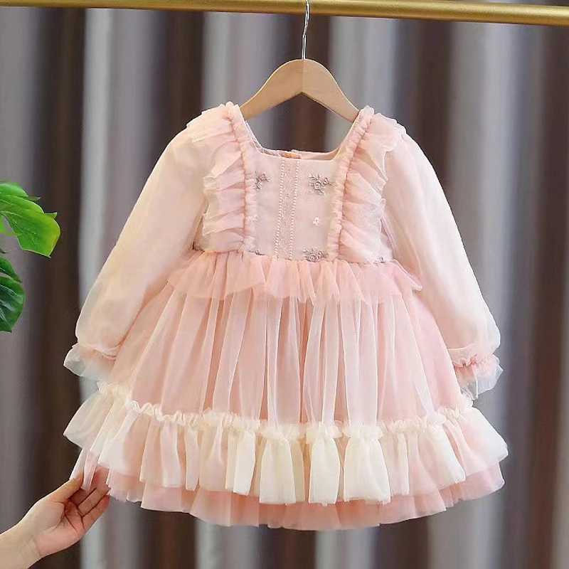 New Princess Dress Girls Dress Spring Autumn Kids Clothes Birthday Dress Par Long-sleeved for Children Cake skirt Flower 2-8Y Z250214