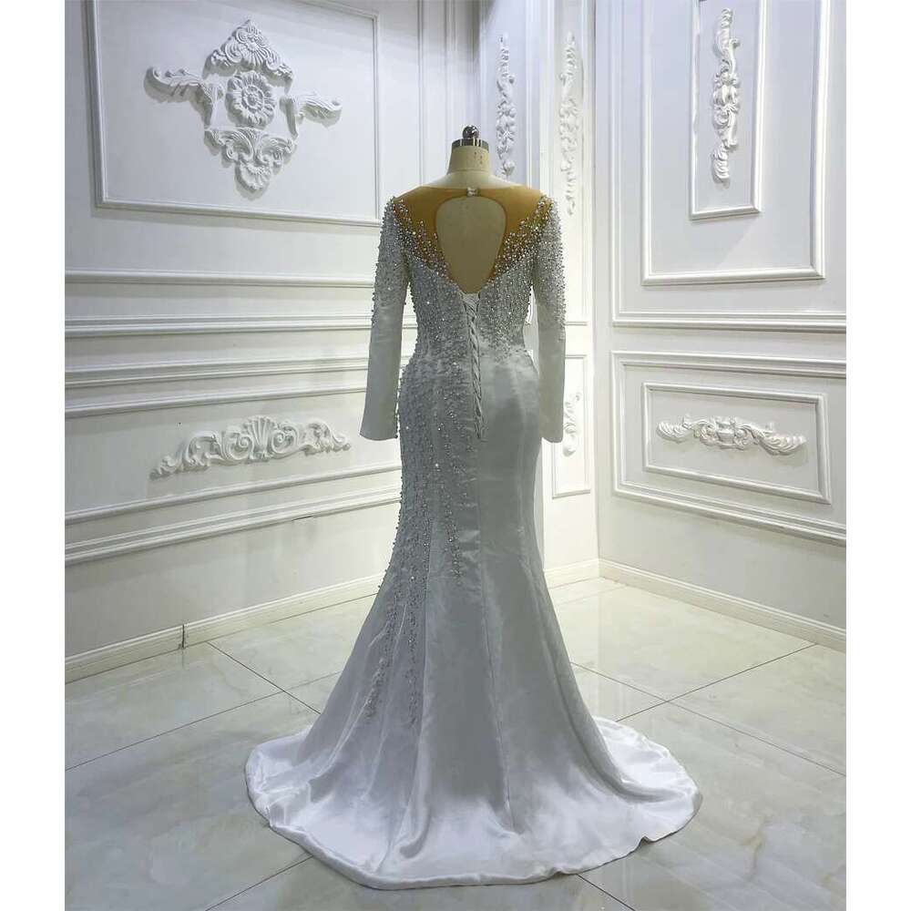 Custom The Full Pearl Neckline V-neck 2 In 1 Stain Wedding Dress