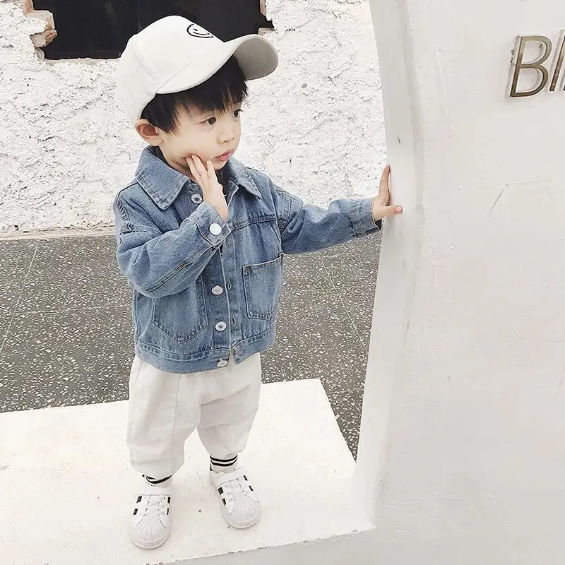 Kids Casual Jacket Boys Solid Color Jeans Coats Fashion Girls Denim Jacket Baby Clothes Children Outerwear TZ149 250213