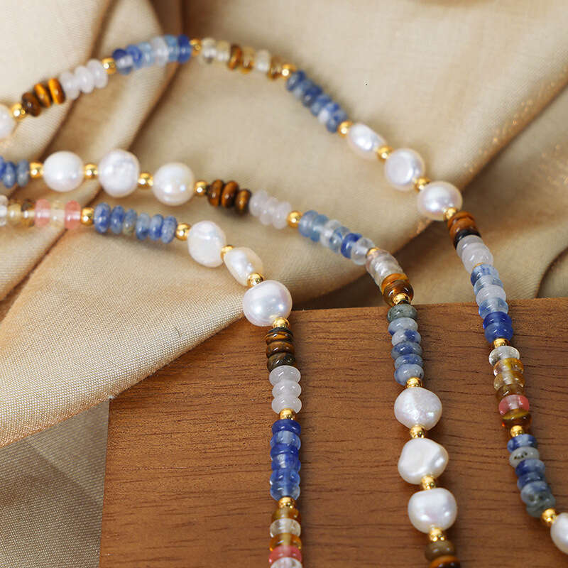 Bohemian style fashion personality simple accessories freshwater pearls abacus beads handmade bead titanium steel necklace