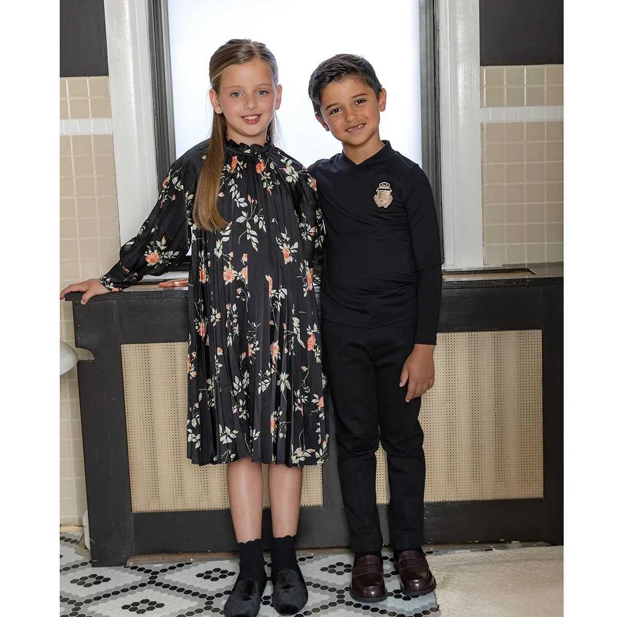 AP Floral Pleated Satin Collection 2025 Autumn Long Sleeve Girls Floral Pleated Dress Baby Romper Cute #6007 Z250214