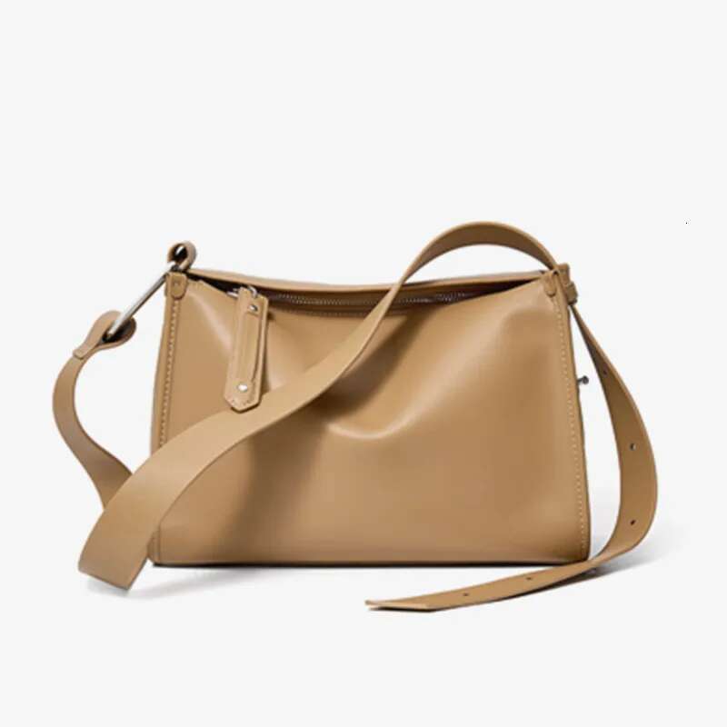 Hifashion Genuine Leather Pillow Shoulder Corssbody Bags For Women 2024 Trend Designer Wide Strap Boston Small Ladies Handbags