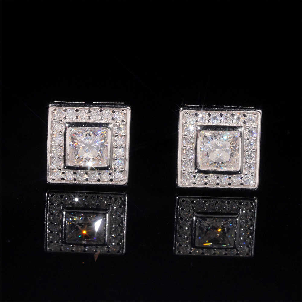 Princess Fang Fashion Earrings Newly Released 925 Silver Moissanite Hip Hop Trendy Earrings for Men and Women