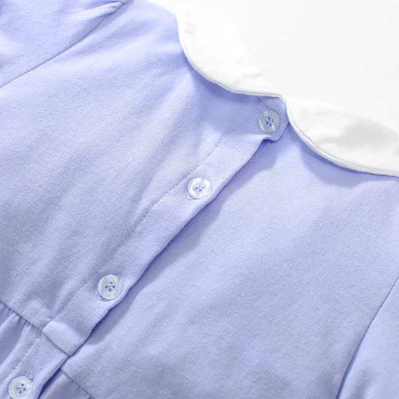 Little maven 2024 Kids Clothes Summer Princess Blue Dress for toddler Girls Childrens Clothes Embroidery Flowers Cotton Z250214