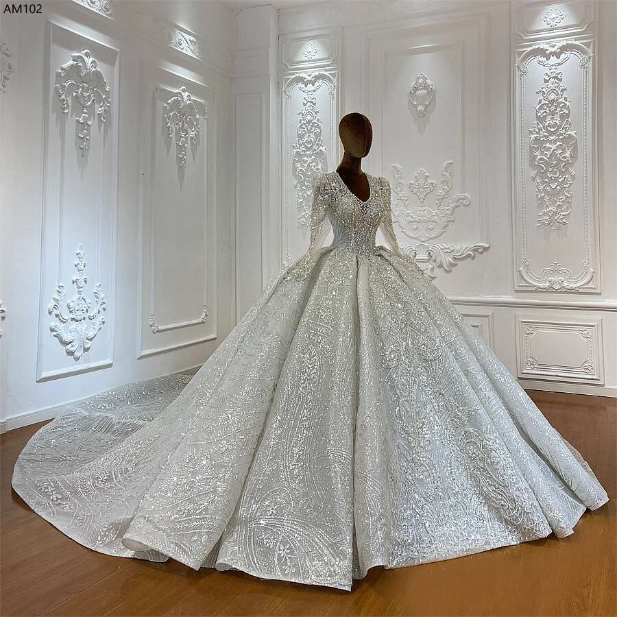 Custom A-Line o-neck V-neckline full beading lace wedding dress