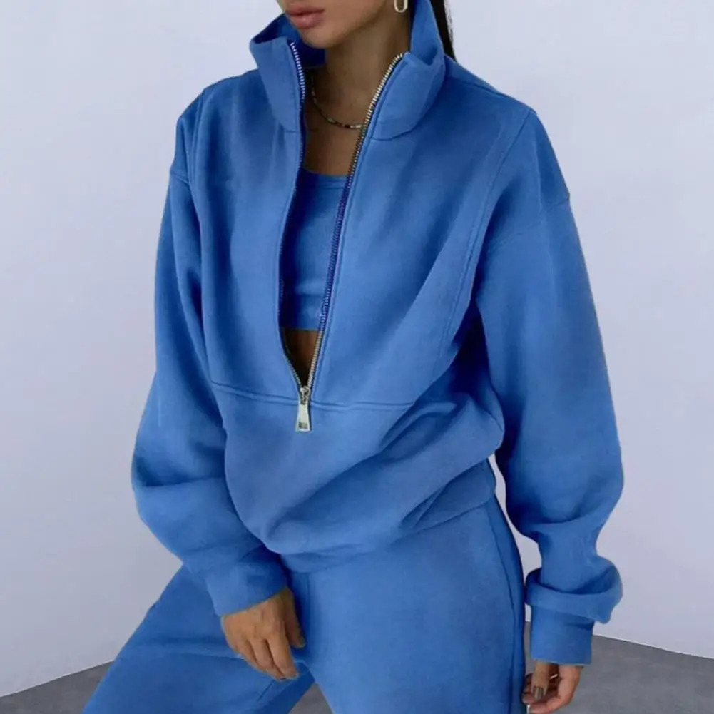 Loose Tracksuit Comfortable Womens Two Piece Set for Autumn Winter Sports Casual Wear Solid Color Tracksuit for Female Sports 250210