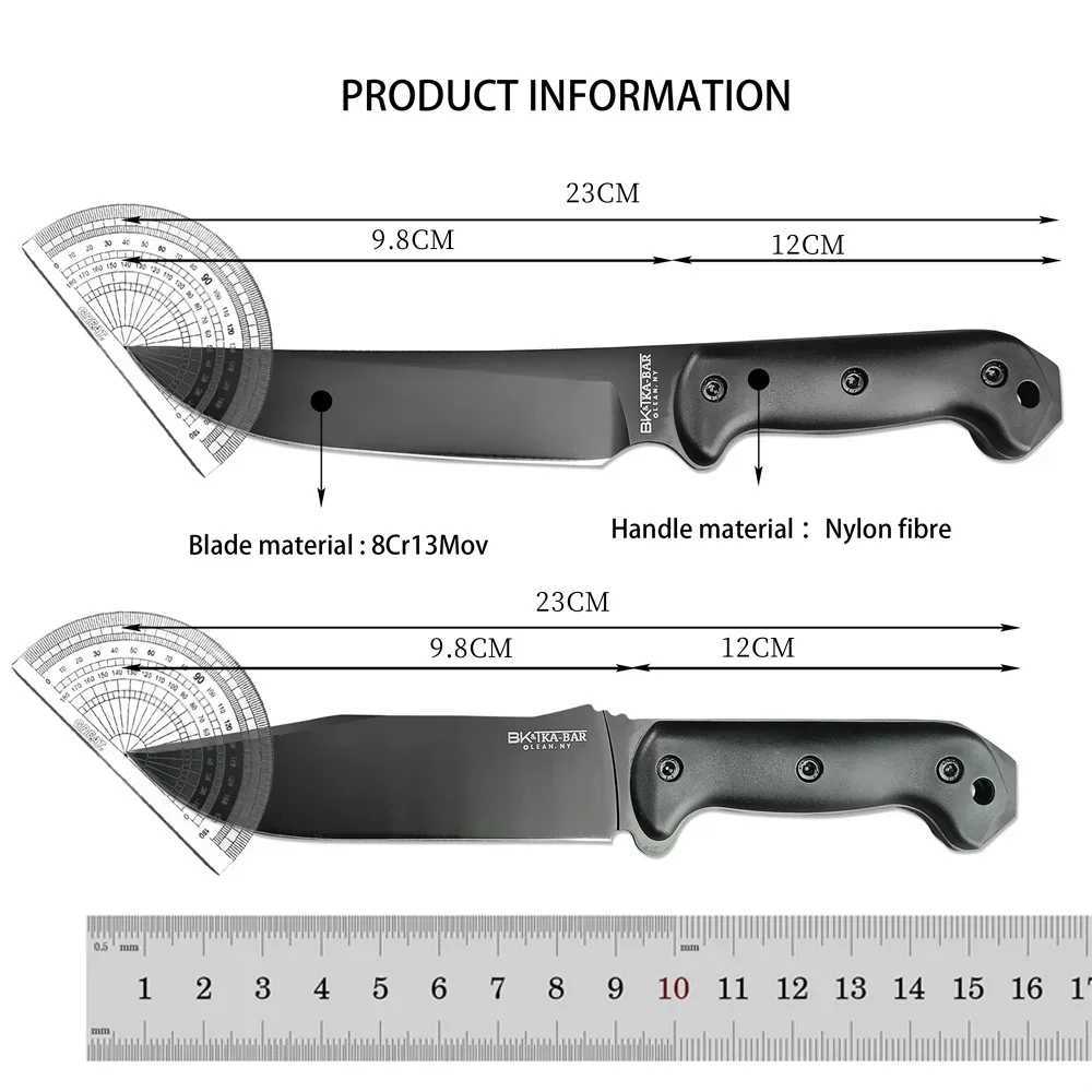 KA-BAR Becker Series Fixed Blade Knife - BK5 - BK7 - 8Cr13Mov Steel Blade - Tactical Combat Military Utility Survival Knives W250214