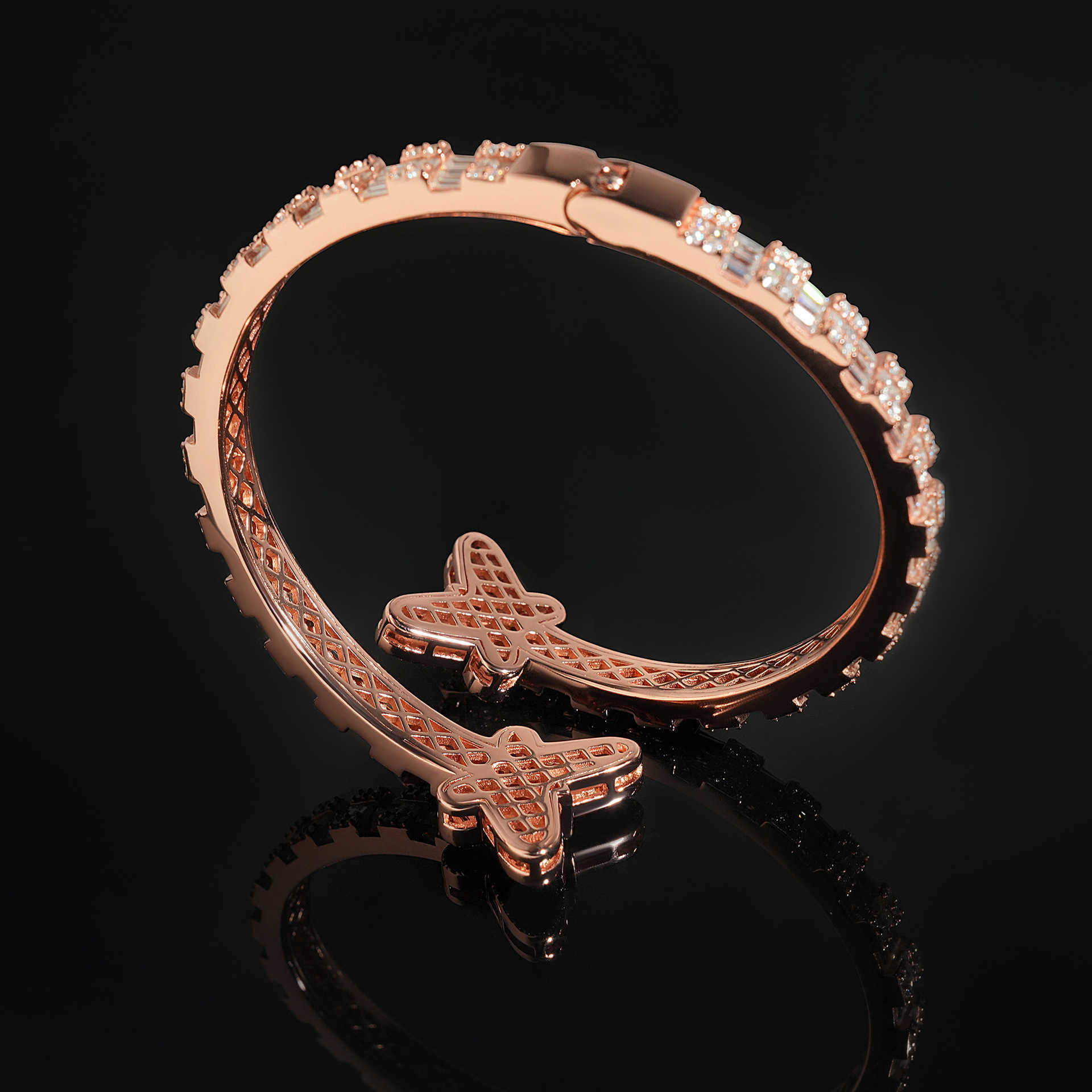 New S925 Silver Set D-Color Moissanite Butterfly Bracelet Hip Hop Fashion Trend High end Bracelet