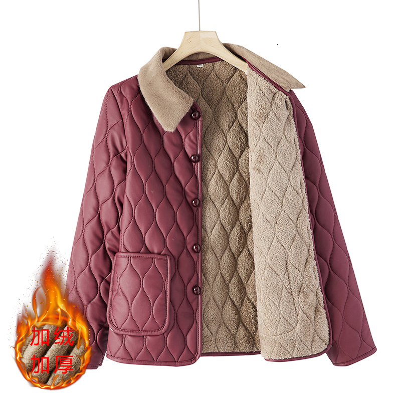 Women Lapel Jackets Winter Plus Size Cotton Thick Windproof Parka Coat Pockets Buttons Short Plush Waterproof Outerwear
