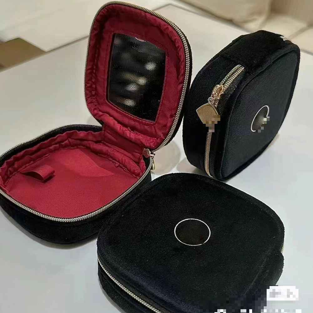 Designer Mirror Black Classic Letter , Printed With Women's 3D Business Travel Leather Makeup Bag 2323