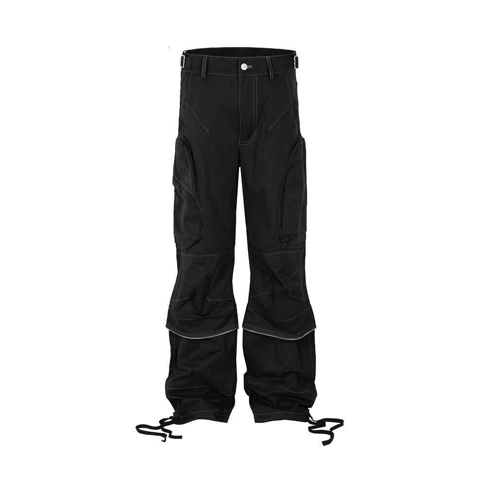 Functional Multi Pockets Overalls Pantalones Hombre Men's Black Cargo Pants Y2k Streetwear Loose Baggy Trousers Oversized