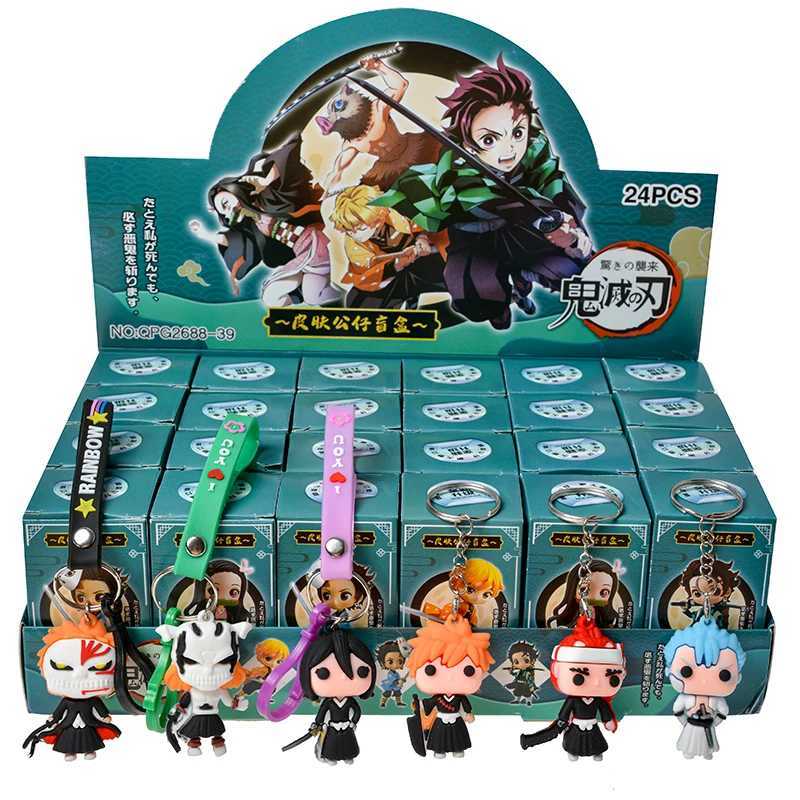 24Pcs Demon Slayer Blind Box Anime Action Figure Kamado Tanjirou Nezuko Agatsuma Zenitsu Keychain Toys For Childrens GiftsXJ250214