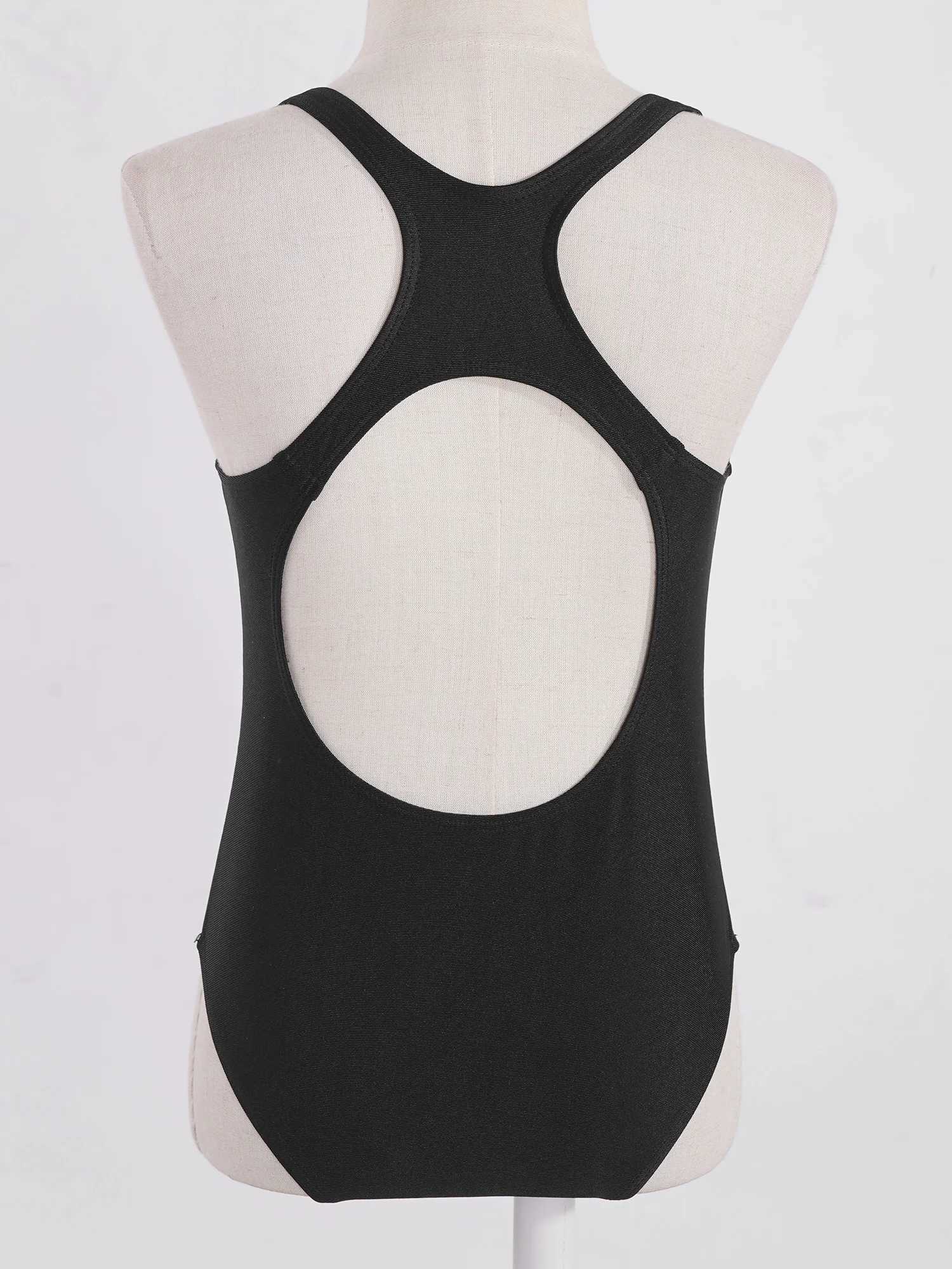 Teens Girls One-Piece Swimwear Swimsuit Fashion Racer Keyhole Back Stretchy Leotard Summer Monokini Bathing Suit 8-16Yrs Z250214