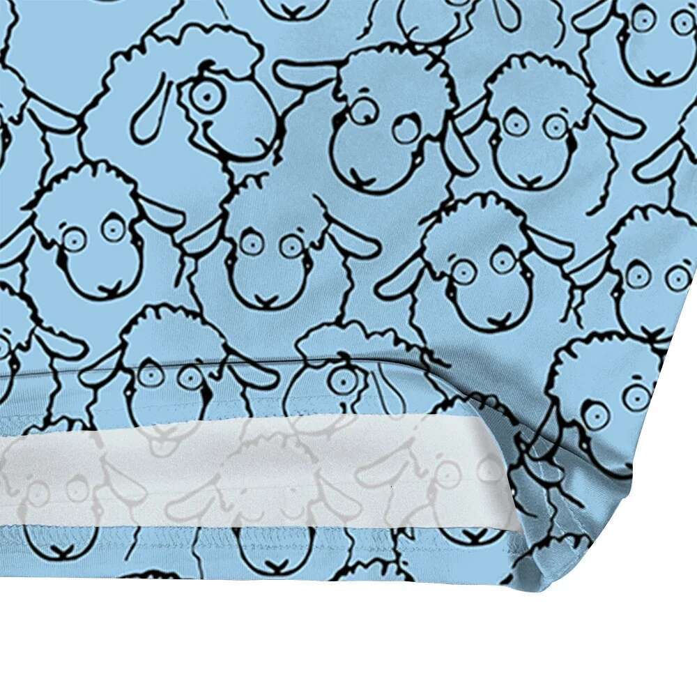 Animals Black Sheep Printed T-Shirts Fashion Brand Round Neck Mid-Sleeve Shirts Button Decoration Women Plus Size Clothing