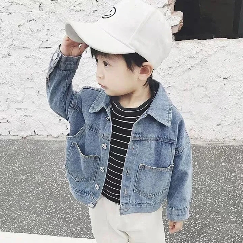 Kids Casual Jacket Boys Solid Color Jeans Coats Fashion Girls Denim Jacket Baby Clothes Children Outerwear TZ149 250213