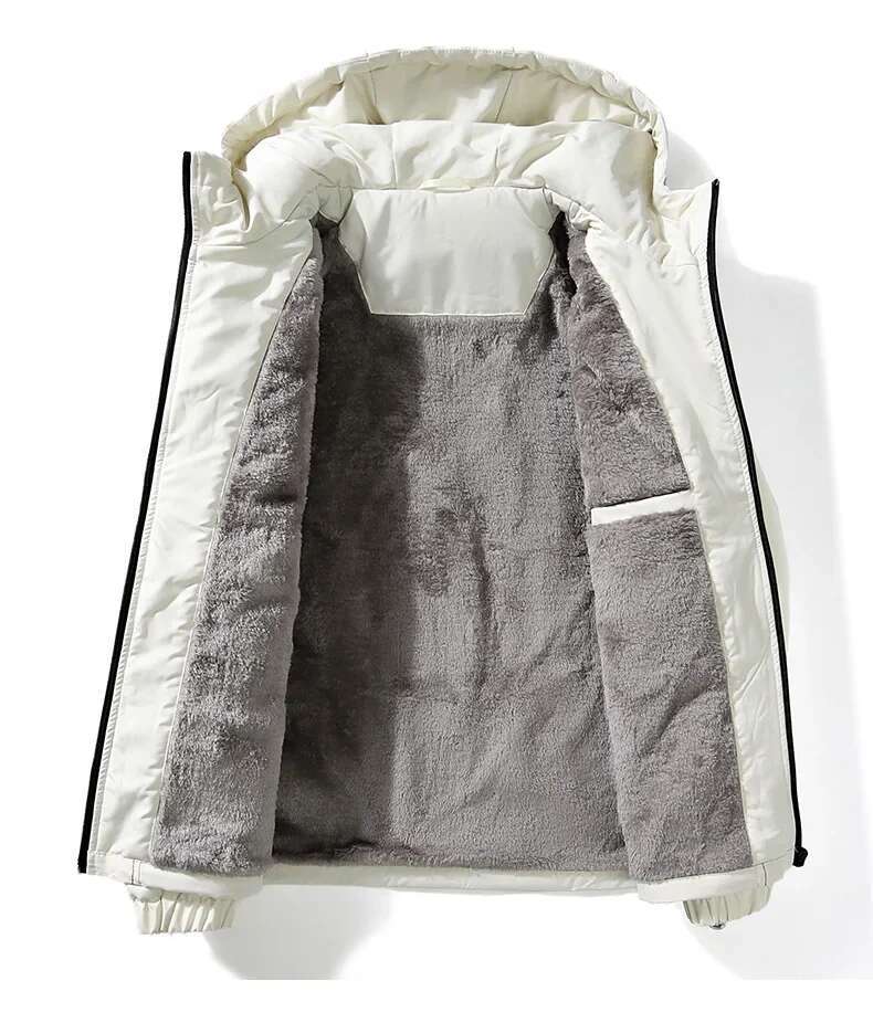 Waterproof Windbreaker Cargo Jacket Hooded Fleece Coat Fashion Casual Solid Jackets Men Outdoor Thick Warm Winter Coats Male