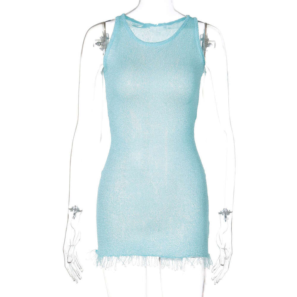 Women's summer product fashionable sexy round neck sleeveless hip hing dress wholesale 2025 new style chic and elegant clothing