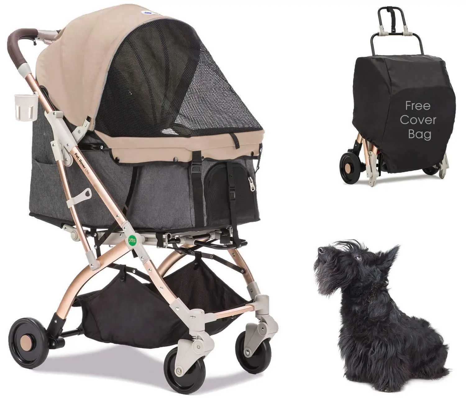 Others Dog Carrier Pet Rover Lite Premium Light-Weight Dog/Cat/Pet Stroller Travel Carriage with Convertible Compartment/Aluminum Frame H250213