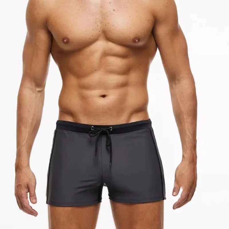 Sports Mens Boxer Shorts Plain Color Fake Beach Stitching Nylon Comfortable Fashion Lace-up Swimming Trunks Men W250214
