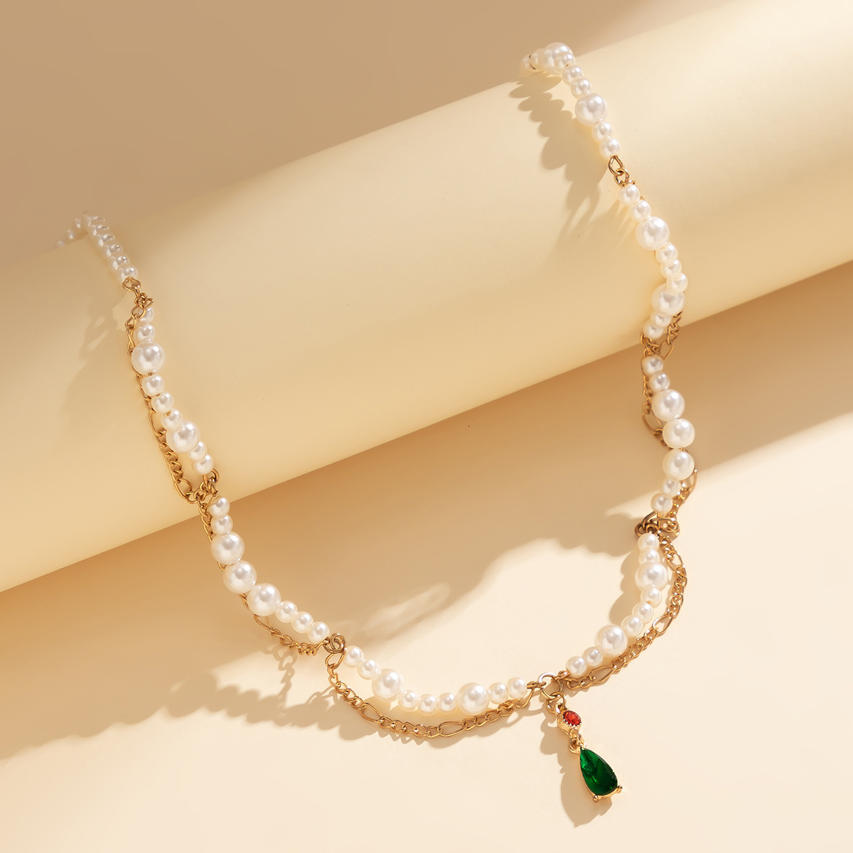 Woman Temperament imitation pearl wavy tassel necklace neck minimalist handmade beaded designer collarbone ornament