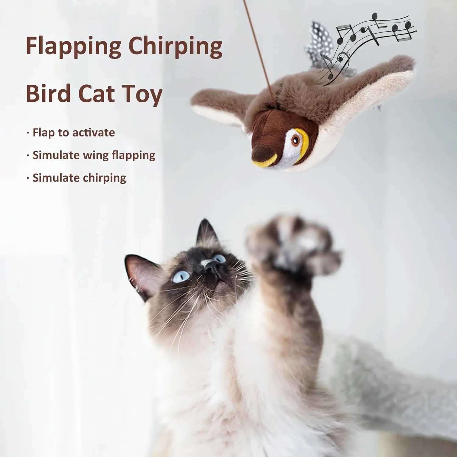 2025 New Rechargeable Interactive Flapping Chirping Toy Bird Caip Toys Cat gamesT250214