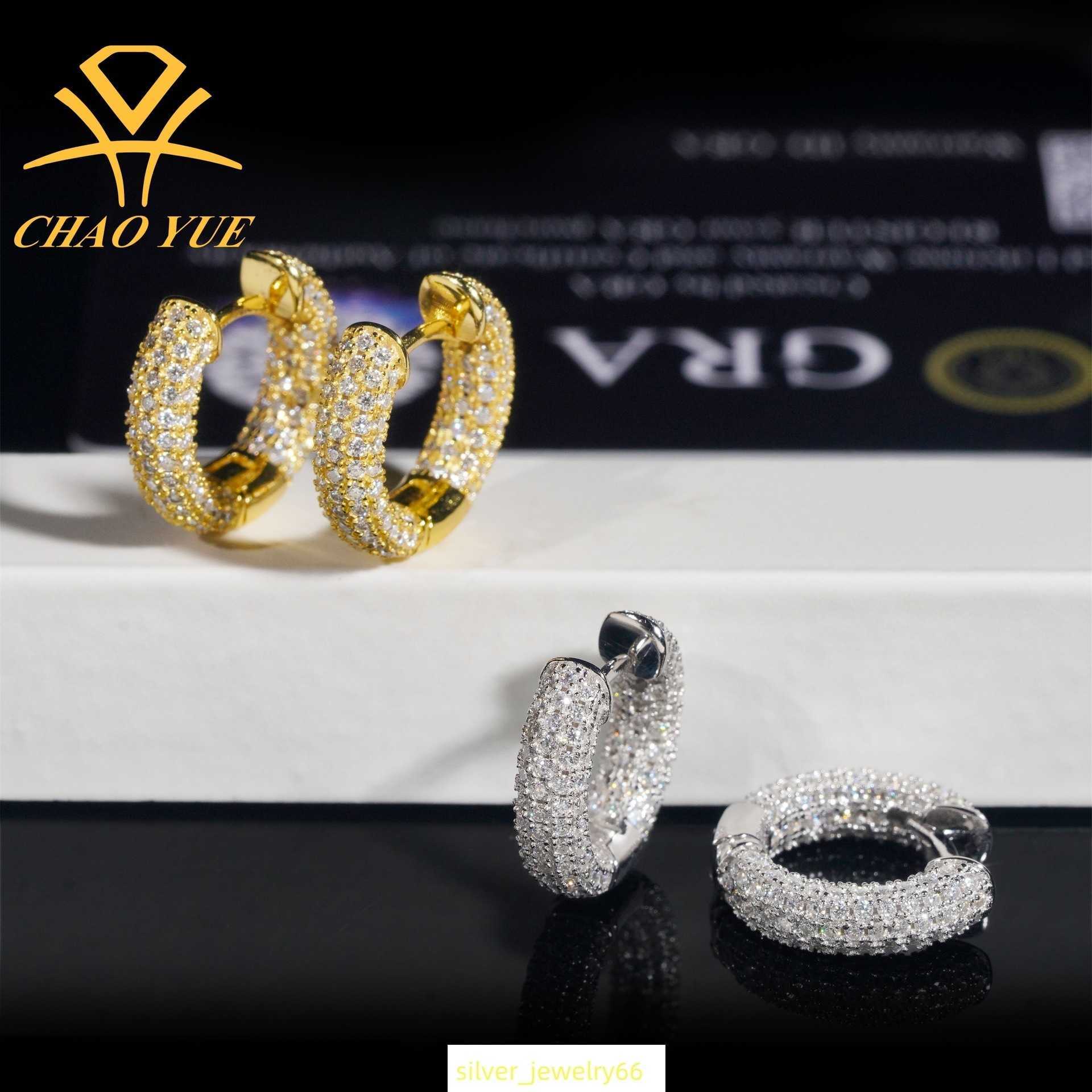 Hot selling womens earrings 925 silver inlaid vvs1D color moissanite hip-hop personality earrings jewelry