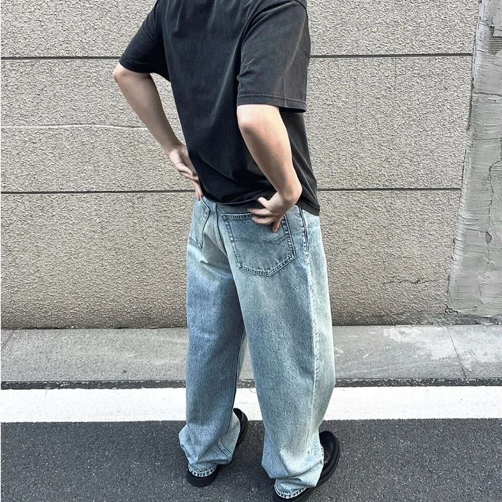 High Street Washed Blue Wide Leg Baggy Jeans For Men And Women Straight Ropa Hombre Y2k Denim Pants Oversized Loose Trousers
