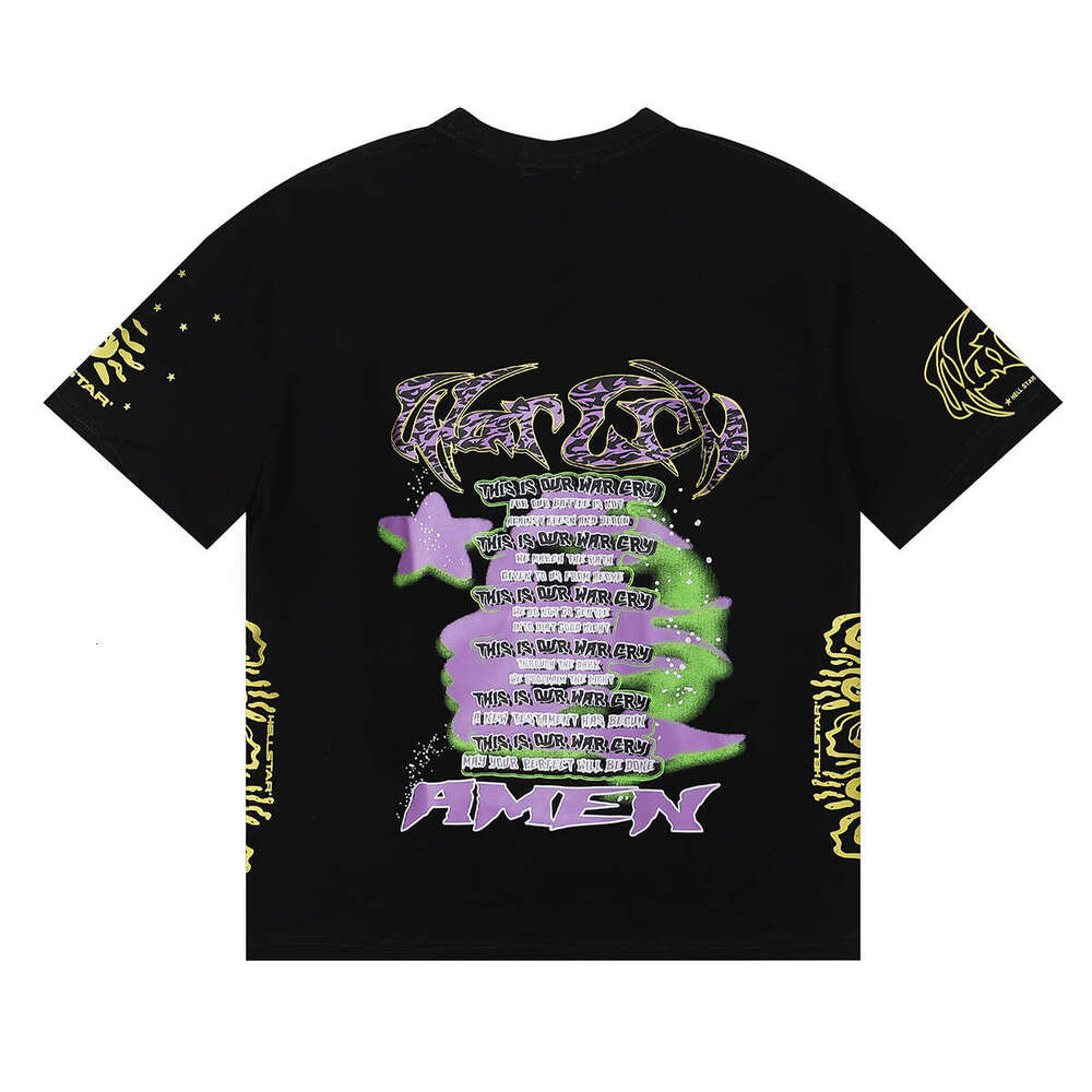 Correct version of niche American fashion brand alien letter print high street round neck pure cotton men's and women's short sleeved T-shir