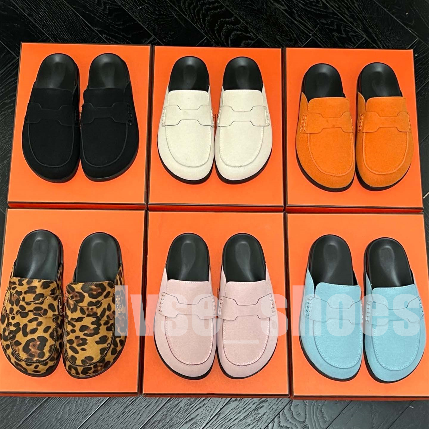 Designer Slippers Suede Loafers for Summer Women Men Suede Leather Sandals Slip On Black Brown Beige Clogs Noir Comfortable Stylish Shoes size35-46