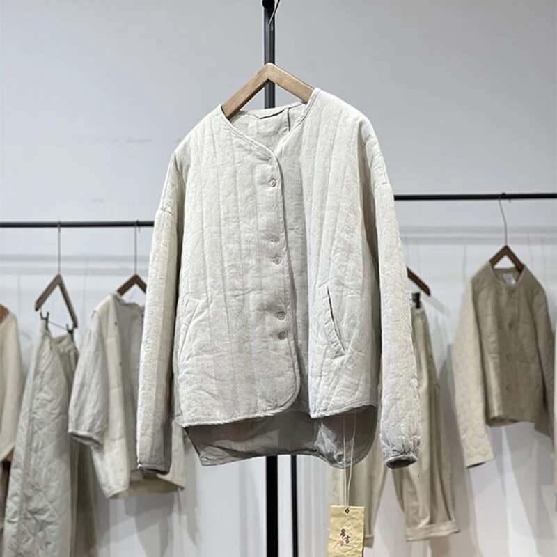 Retro Quilted Jacket Women's Loose Cotton en Clothing 2024 Spring Autumn And Winter Casual Coat