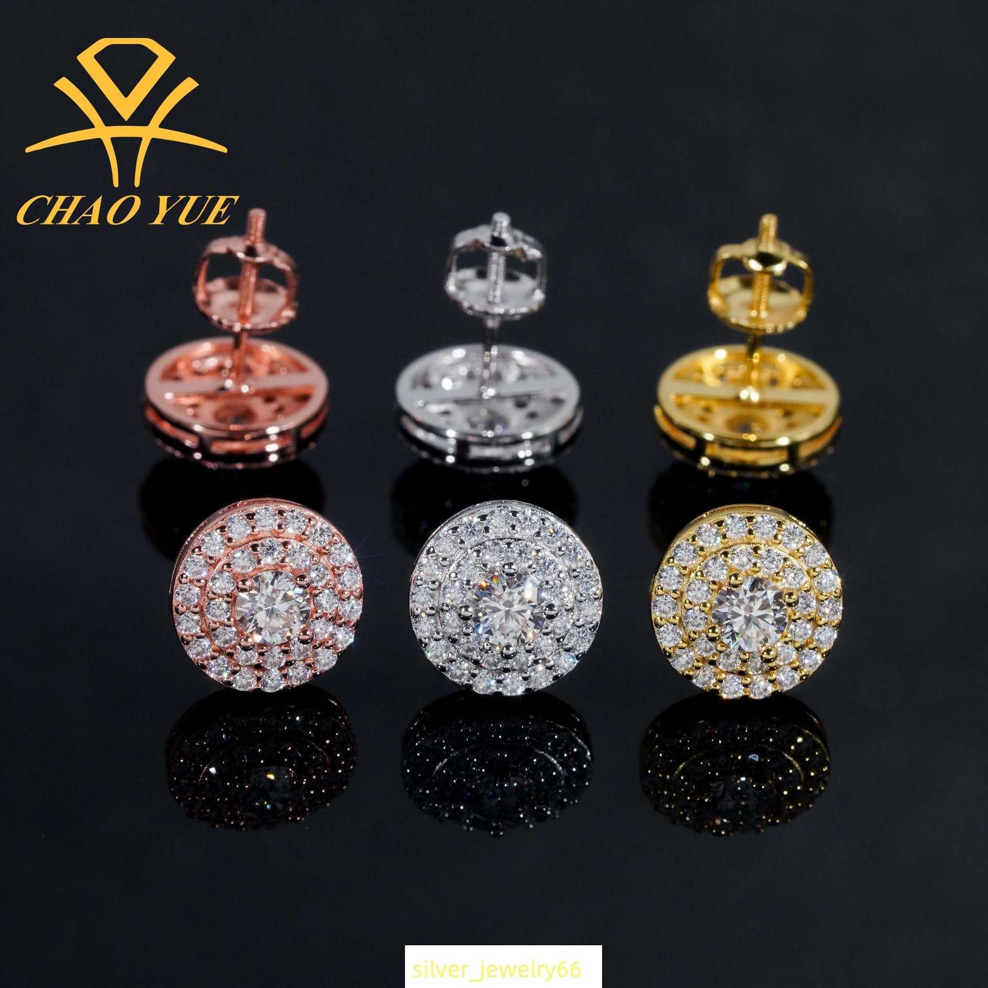 New 925 silver inlaid 4.0mm moissanite earrings with personalized high texture for men and womens trendy jewelry and jewelry