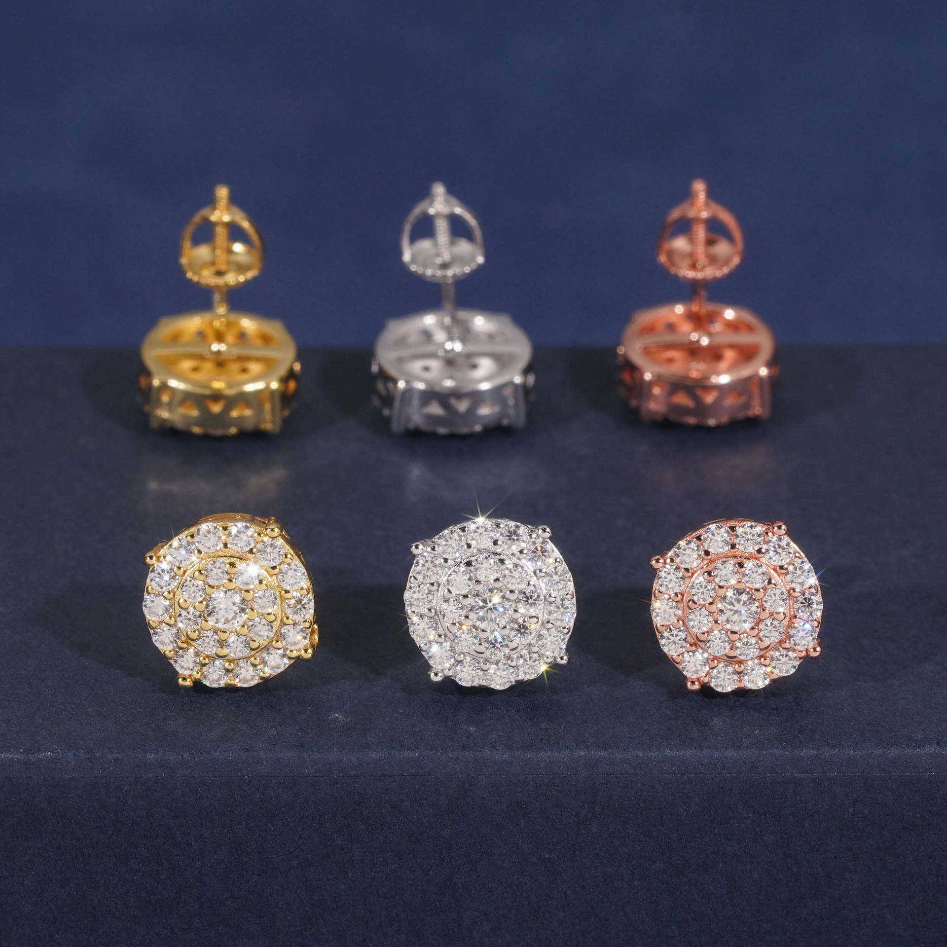 Diamond Hair 2025 New Mens and Womens Fashion Round Hip Hop Jewelry 925 Silver Earrings with Mosang Earrings