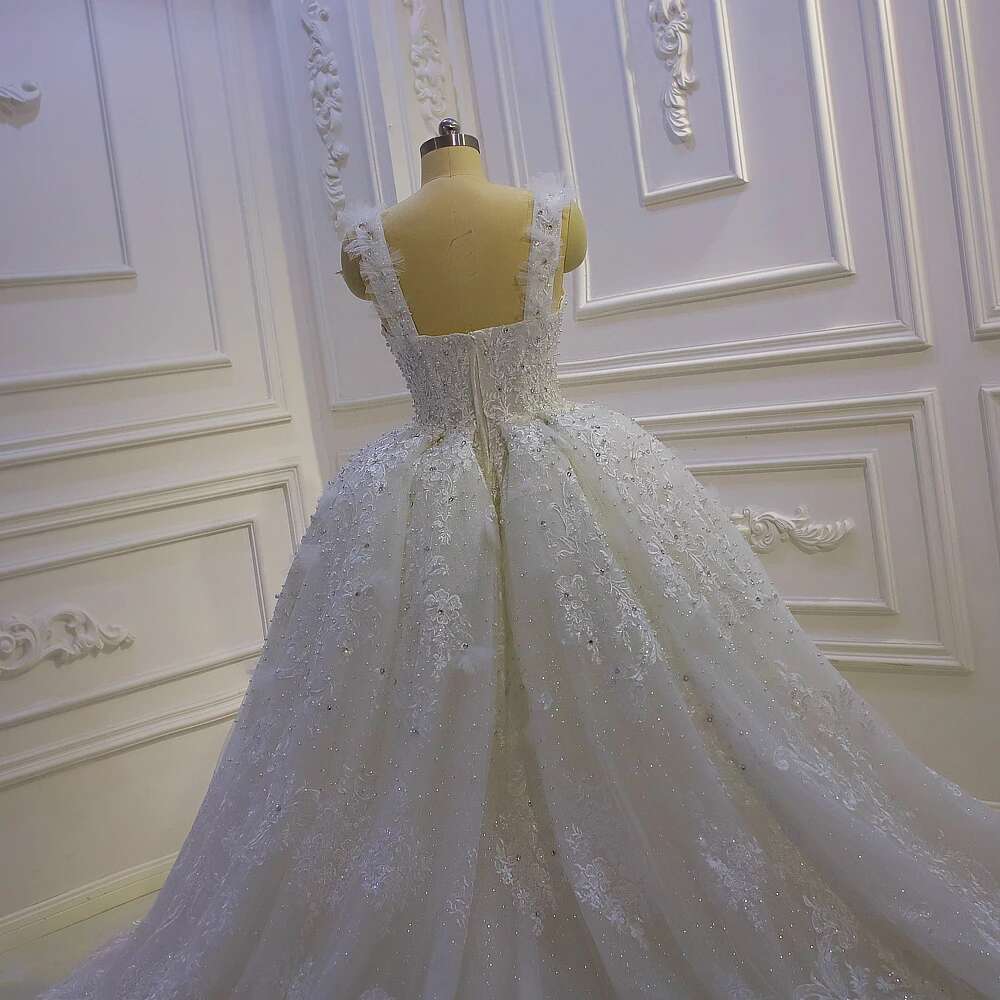 Custom Thin Straps Appliques Lace Neckline Deep V-neck 2 in 1 Mermaid Wedding Dress