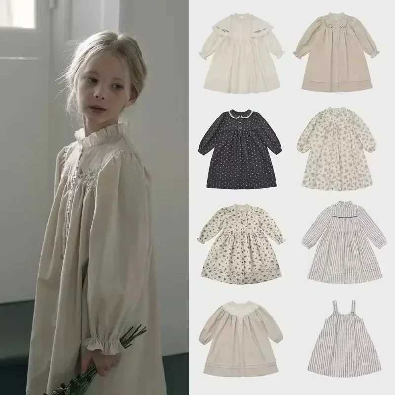In Stock! Girls Dress 2025 Early Spring New LOU Long Sleeves Embroidery Princess Dress Embroidered Lace Dress Z250214