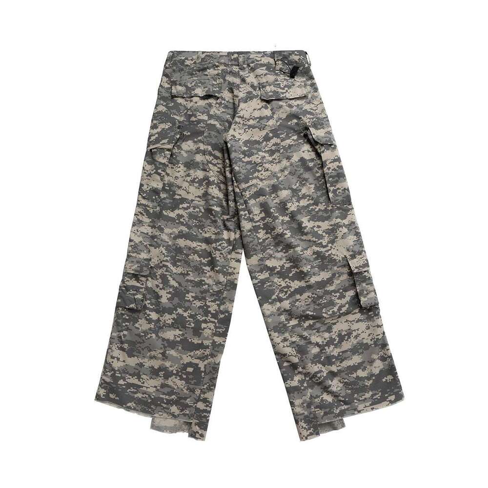 High Street Side Pockets Wide Leg Baggy Camouflage Cargo Pants For Men And Women Straight Loose Overalls Patchwork Trousers