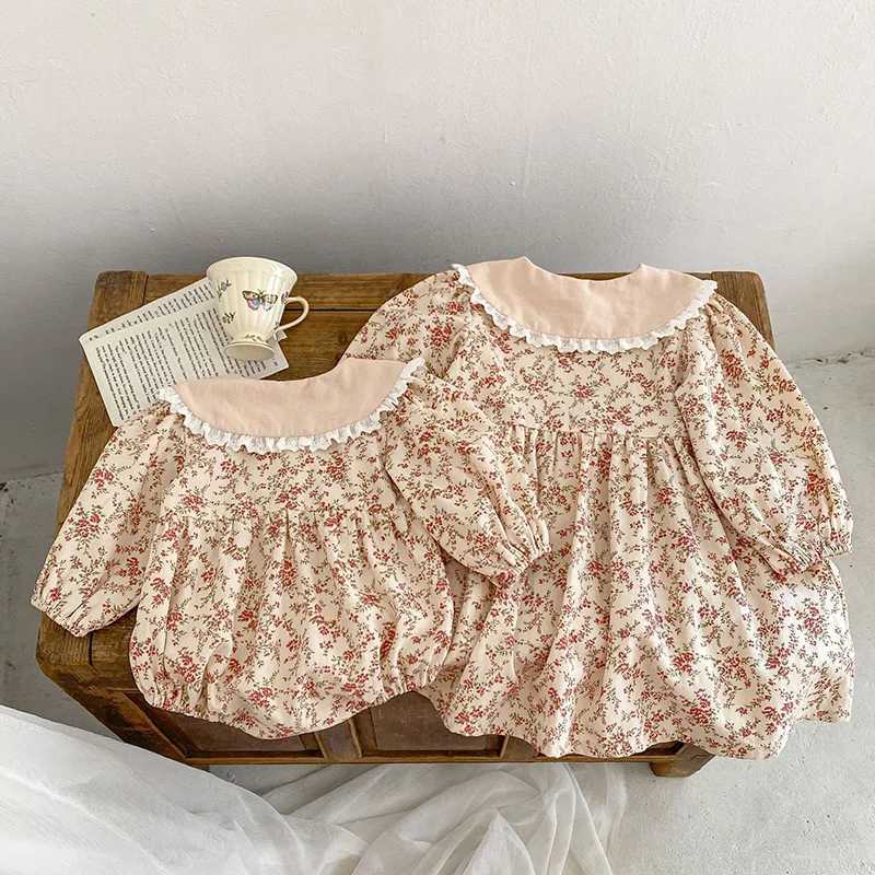 Autumn Kids Baby Girls Long Sleeve Flower Printing Princess Dress Sweet Baby Girls Doll Collar Dress Children Clothes Dress Z250214-1