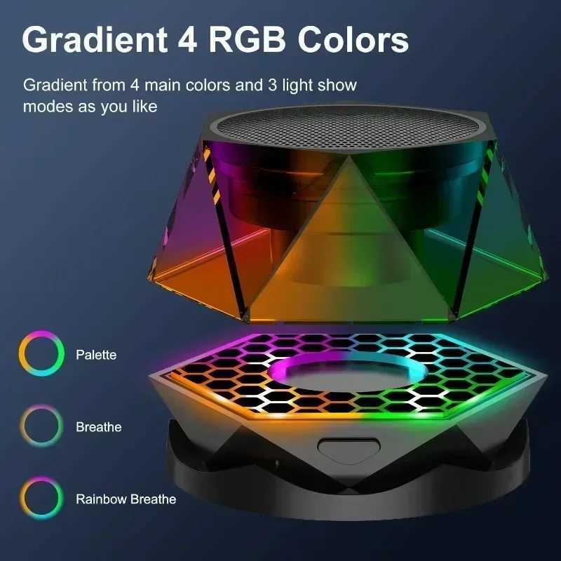 Diamond Wireless Speaker Small Speaker RGB Color Light for iPhone Android TWS Pairing Portable Magnetic Phone Stand Z250214