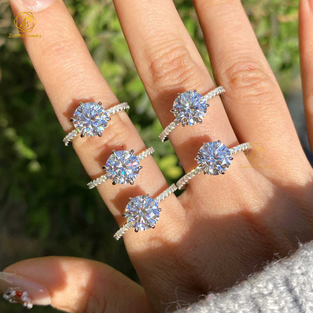 18k Gold 1ct 2ct 3ct Round Cut Real Diamond Ring Ladies Lab Grown Diamond Wedding Band Engagement Ring