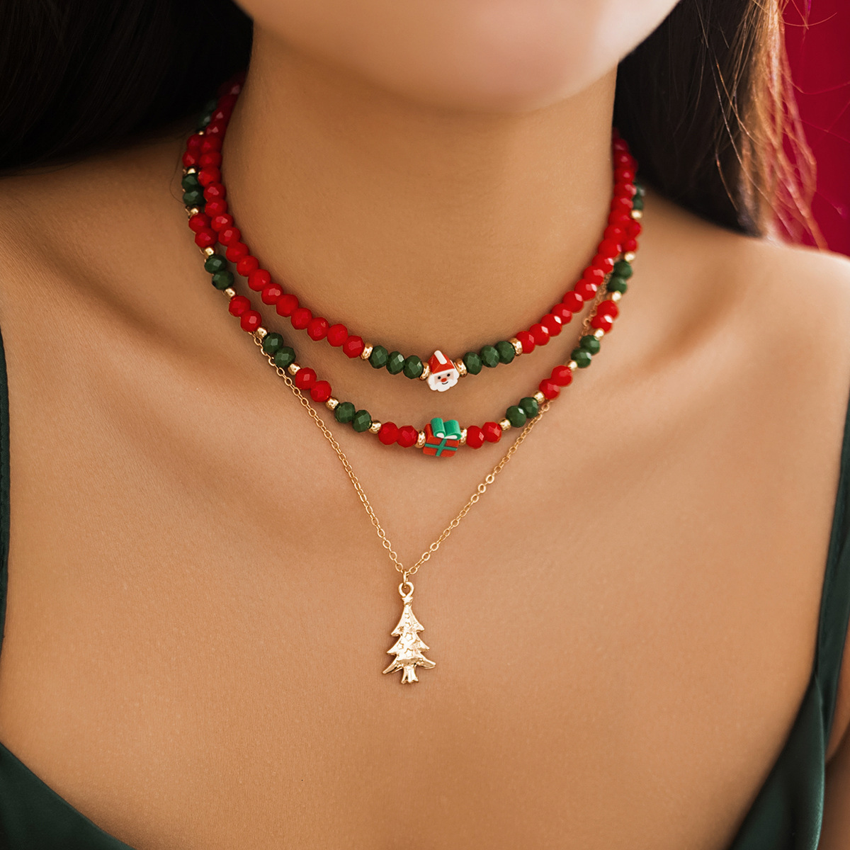 designer Beaded Choker Women's Necklace Christmas Snowman Gift Imitation Crystal fashion Jewelry