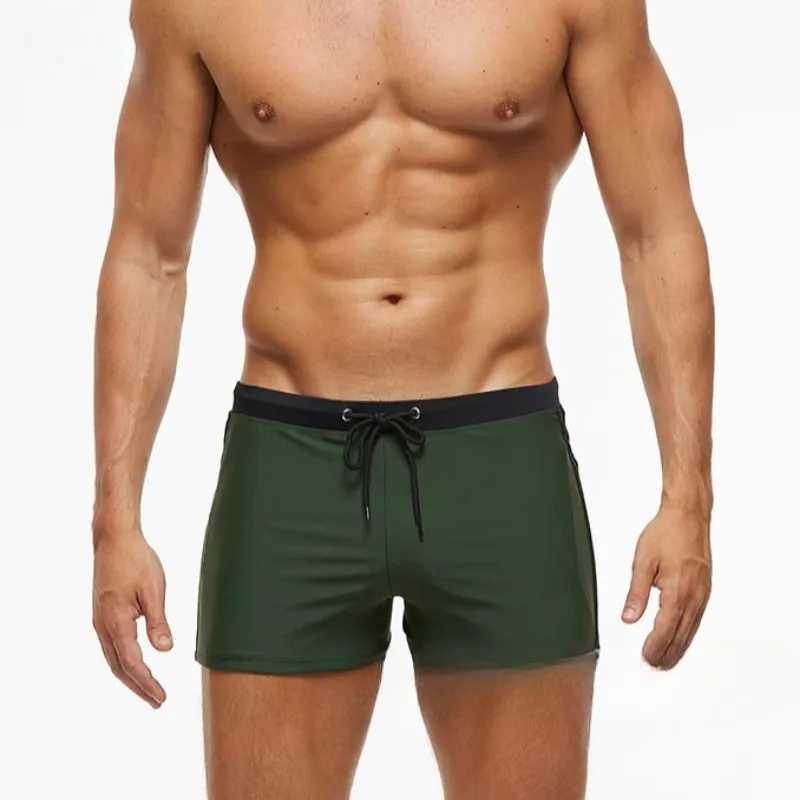 Sports Mens Boxer Shorts Plain Color Fake Beach Stitching Nylon Comfortable Fashion Lace-up Swimming Trunks Men W250214