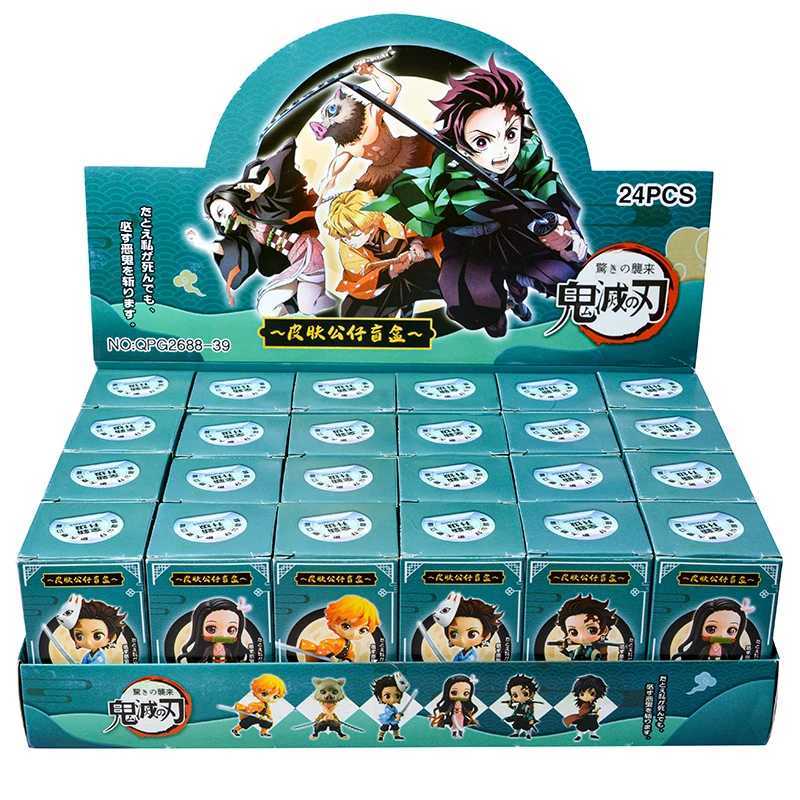 24Pcs Demon Slayer Blind Box Anime Action Figure Kamado Tanjirou Nezuko Agatsuma Zenitsu Keychain Toys For Childrens GiftsXJ250214